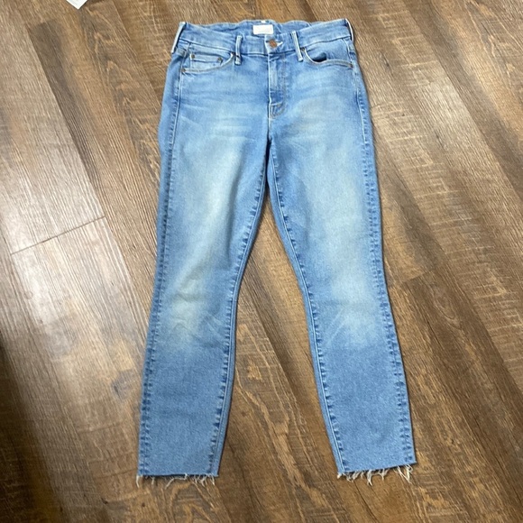 MOTHER THE LOOKER ANKLE FRAY IN WASH READY TO ROLL MID RISE SKINNY JEANS STRETCH - Picture 3 of 13